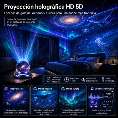 🌌 Proyector holográfico de estrellas 5D Topacme®